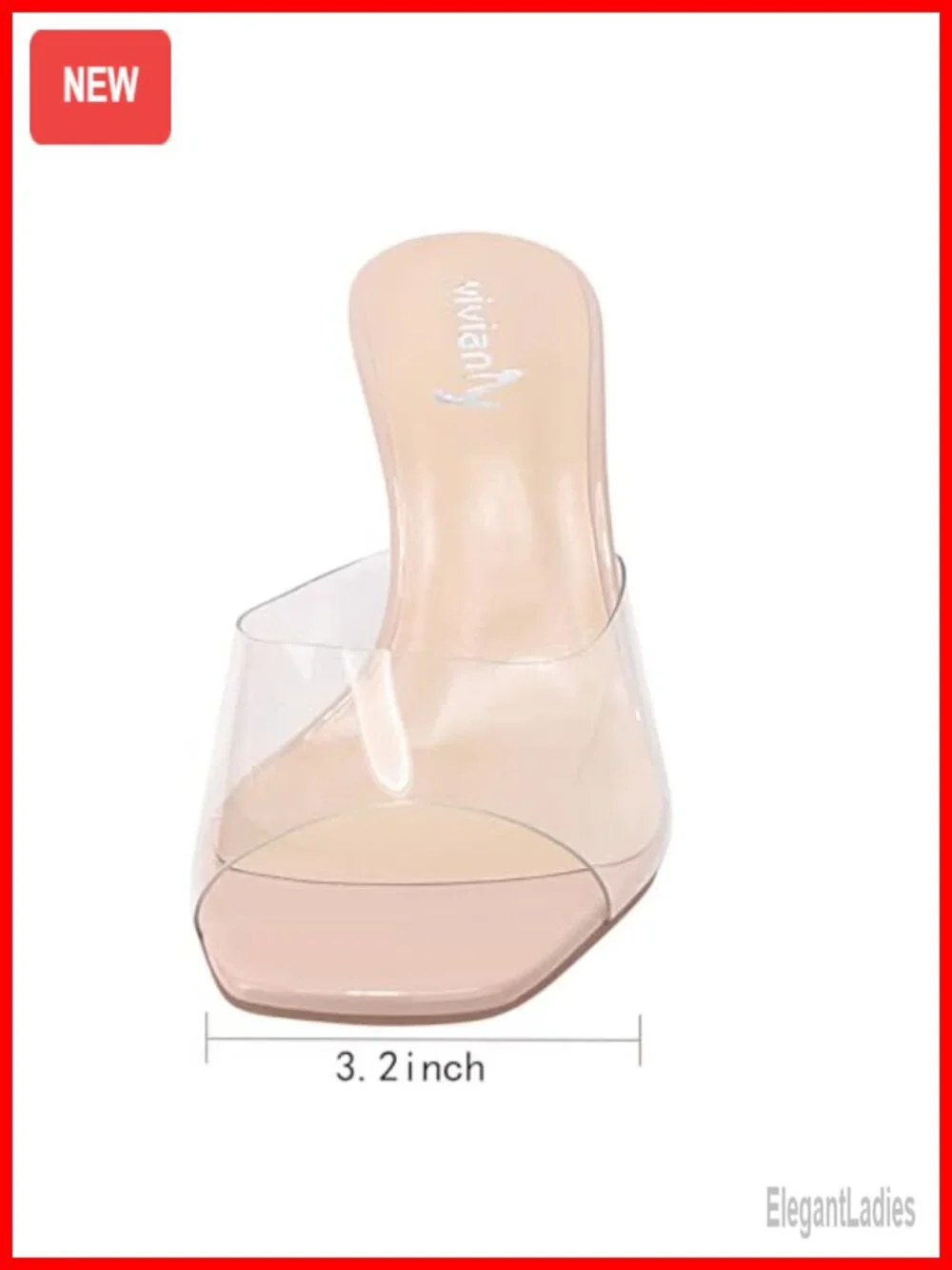 Clear Heeled Sandals Slip On Square Toe Mules for Party Wedding